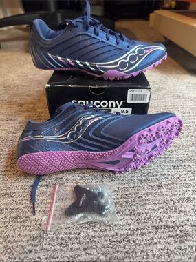 Saucony Women's Navy & Purple Track Spikes Spitfire 5 - Lightweight Spike Shoes
